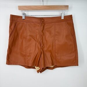 Anthropologie High Rise Snap Button Faux Leather Mini Shorts